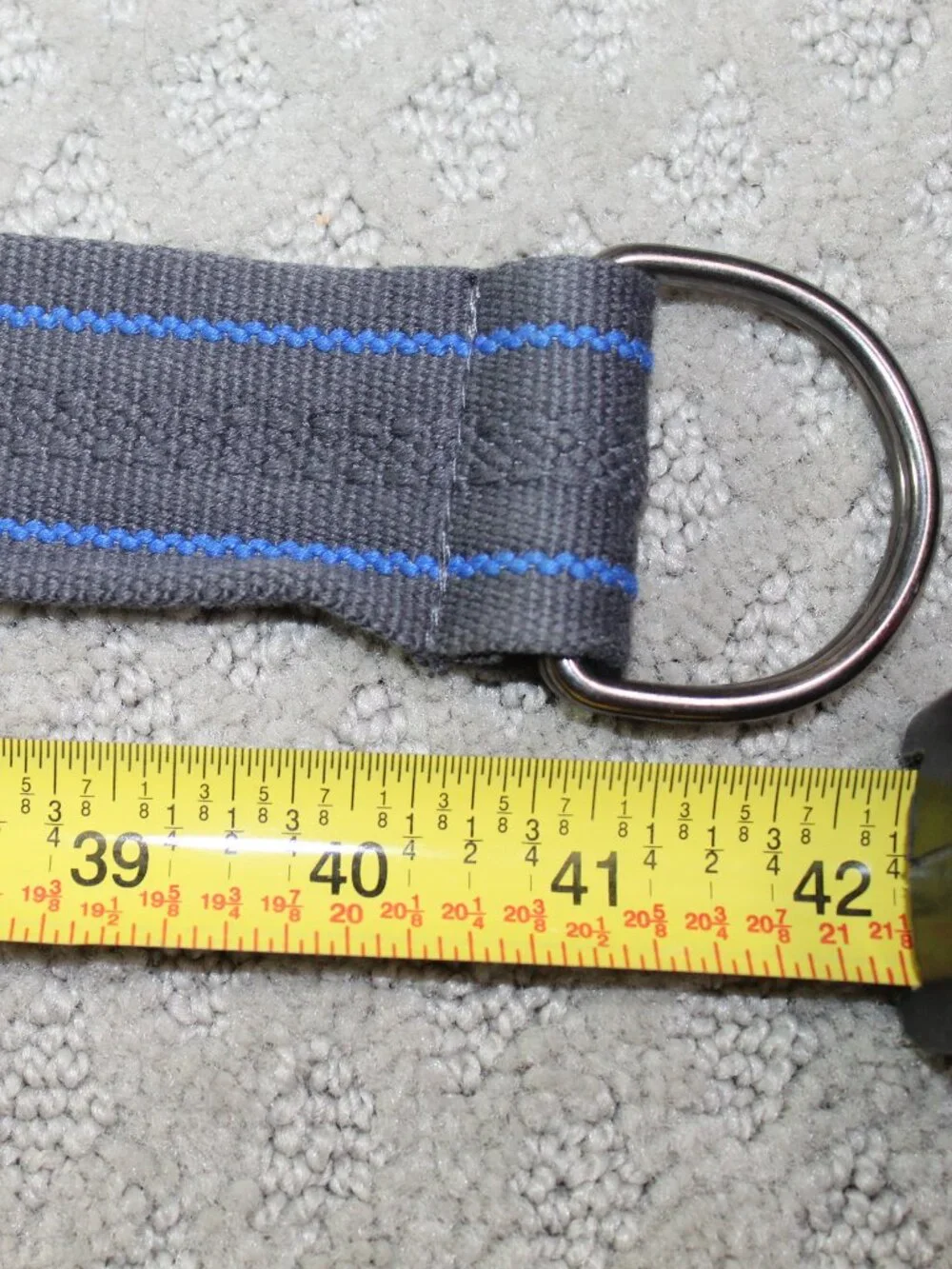 Grey Royal Blue Stripe Canvas Size S - XL Adjustable Casual D-Ring Belt